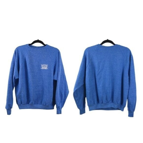 Vintage Levi’s USA Size M Blue Cotton Crewneck Pullover Unisex Sweater Casual - Picture 3 of 15
